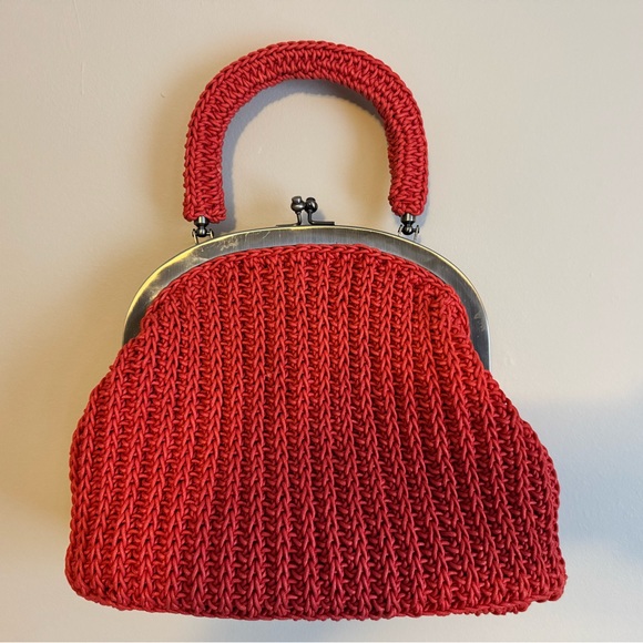 Patricia Nash Handbags - Patricia Nash Raffia Frame willow top papaya color retail $169